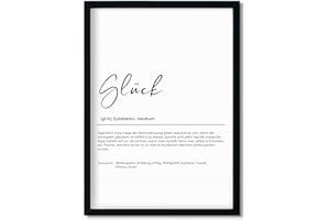 Urhome Kunstdruck Definition Glück ohne Bilderrahmen in DIN A5 - Worterklärung wie im Duden Lexikon Wandbild Wanddeko mit Spruch für Wohnung Familie Freunde Geschenk