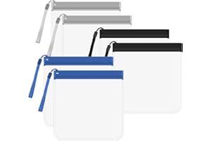 UTMACH 6 Piezas 20x20cm Bolsa de baño de Viaje Transparente Bolsa de Aseo Transparente Bolsa para Líquidos de Avión Bolsa Transparente para Viaje Bolsa de Aseo Organizador(Negro, Gris, Azul)