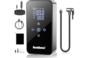 NEAKHMER Inflador Ruedas Coche Hinchador Electrico: Mini Compresor Aire Portatil 150 PSI, con batería de 6000 mAh, Bomba Bicicleta 12 V con medidor de presión de neumáticos para Coche,Bicicleta y Motocicleta