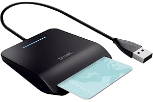 Trust Primo smartkortläsare DNI, smart card reader USB, svart | kompatibel med FIPS 201, FIPS TAA och ISO 7816 klass A, B, C, 100 cm kabel