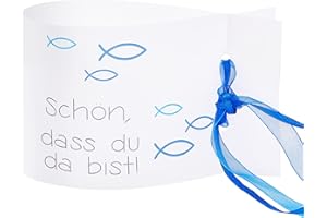 FYOJAIC Windlicht Fisch Deko, 8 Stück Mini Tischlichter Kerzen Deko als Tischdeko für Junge und Mädchen Kommunion Konfirmation Taufe Teelichter I Schön DASS du da bist I ca. 12,0 x 8,0 cm (Blau)