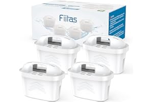 Fiitas Filtre Cartouche pour Brita Maxtra Plus Compatible avec Brita Marella/Style/Aluna Carafe pour Réduire la Chaux, le Chlore, le Plomb (Pack de 4) FTS005