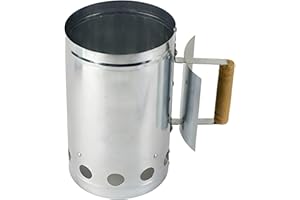 DRULINE Grillanzünder - Kohleanzünder - Grillstarter - Anzündkamin - Kohlestarter - ca.Ø 17 x 27 cm - Stahlblech verzinkt/Holz - hitzebeständig - einfache Anwendung - mit Funkenschutz