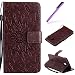 Produktbild EMAXELERS Galaxy J7 3D Sunflower Blume Muster PU Leder Ledercase Flip Wallet Schutzhülle Etui Tasche Handytasche Hülle für Samsung Galaxy J7 2017 SM-J730 (EU Version),Brown Left and Right Sunflower