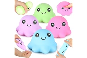 Squishy Stress Ball for Kids, Octopus Nedo Soft Fidget Stress Ball 4 Pack, LESONG Stress Anxiety Relief Squeeze Balls Fidget Toy for Adults, ADHD, OCD, Sensory Toy for Autism