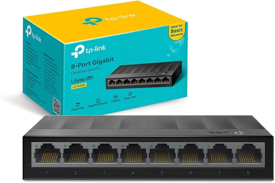 TP-Link LS1008G - Switch Ethernet Gigabit de 8 Puertos (10/100/1000 Mbps), Plug y Play, Sin Configuración, Bajo Consumo Energ