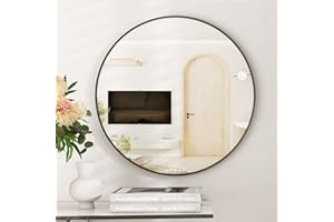 Koonmi Specchio rotondo da parete con cornice in lega di alluminio per bagno, lavabo, soggiorno, camera da letto, ingresso decorazione da parete