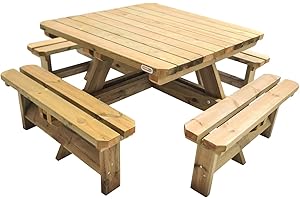 MASGAMES Table de pique-nique Baltic | Capacité 8 personnes | Bois traité autoclave IV | Homologué usage public
