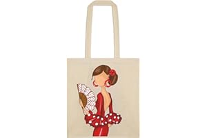 IllustrArte Bolsa Tote Cádiz Algodón 135 g/m² (38 x 42 cm) | Asas Largas de 60 cm | Impresión en un Lado | Bolsa Reutilizable y Ligera (Soporta hasta 5 kg)