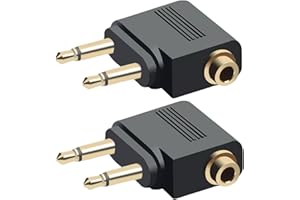 PEAK HEALTH Peak Power Audio Airplane Headphone Adapter (2 Pack) – Dual 3.5mm Male to 3.5mm Female Airline Flight Audio Jack Converter – Gold Plated Sound