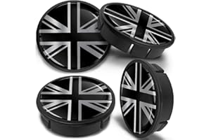 SkinoEu 4 x 60mm ABS Car Alloy Wheel Centre Universal Rims Hub Center Caps Auto Tuning Logo Emblem Silver Black UK Flag Union Jack CX 29