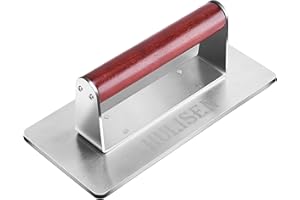 HULISEN Stainless Steel Burger Press, 9 Inch Large Heavy Duty Burger Press with Wood Handle, Non-stick Grill Press for Griddle, Steak Weight Griddle BBQ Accessories for Panini, Sandwiches