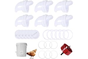 OUYANKA Futterautomat Hühner ohne Abfall 6 Stück DIY Futterspender Hühner Wasserdichter Automat Hühnerfutterautomaten Zubehör mit Lochsäge für Eimer Kiste