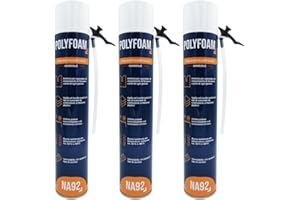 NA92 POLYFOAM Schiuma Poliuretanica Universale per Sigillare Incollare Riempire Isolare Coibentare Insonorizzare 750ML NA92 PRO (3, Manuale)