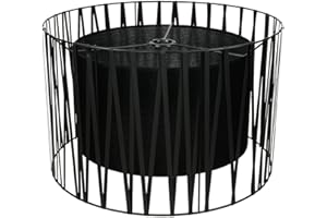 LICHT-ERLEBNISSE Großer Lampenschirm für Stehlampen Fassung E27 Schwarz Ø50cm Zylinder Metall Stoff Schirm MINA