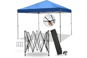 HOTEEL Pavillon 3x3 Wasserdicht Stabil Winterfest mit Tasche mit Rollen,Pop Up Faltpavillon Partyzelt,1 Personen Installieren Sonnenschutz Gartenpavillon für Strand Hochzeit Camping(3 mal 3m Blau)