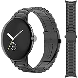 Miimall Metall Armband Kompatibel mit Google Pixel Watch 2/Pixel Watch Uhrenarmband, Edelstahl Doppelte Faltschließe Verstell