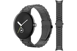Miimall Metalowy pasek do zegarka Google Pixel Watch 3 41 mm, Pixel Watch 2, Pixel Watch, ultracienki, bez szczelin, pasek ze stali nierdzewnej, składane zapięcie, regulowana, zapasowa opaska na