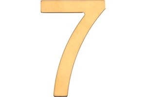 EXTIFF Numéro de boite aux lettres, Chiffre de rue, Maison en Acier Inoxydable Doré - Adhésif Autocollant fort - 76 mm - 7 - Sept