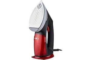 Morphy Richards Turbo Steam 2-in-1 Garment Steamer & Travel Iron, Eco & Boost Mode, 35g Output, Vertical & Horizontal,Curtains, Upholstery, Bedding, Kills Bacteria & Odours,1800W, Red/Black,361001