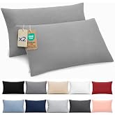 Dreamzie Pillow Case 50 x 70 cm &ndash; Set of 2 Oeko Tex Certified Microfibre with Zip &ndash; Soft and Brushed Pillowcase &ndash; Grey