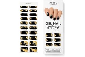 MOYOU LONDON Semi Cured Gel Nail Strips - 20 Pcs. Nail Wraps for Salon-Quality Manicure - Works with Any UV Nail Lamp - Easy to Apply, Trim, & Remove Gel Nail Stickers