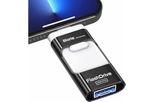 BLARIE Phototek Pendrive iPhone & Android 4 en 1 RecovStick Pen para Móvil, Tablet, Ordenador - Flash Drive Memoria Externa USB Alta Velocidad - Almacenamiento Externo Datos, Fotos y Vídeos (Negro)