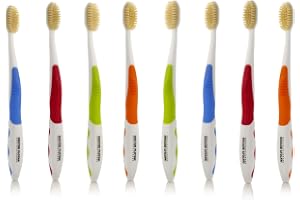 MOUTHWATCHERS Dr Plotkas Extra mjuk tandborste, manuell mjuk tandborste för vuxna, ultraslent, silver, 8-pack