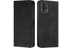 KOUYI Etui do Motorola Moto G72,jakości skórzany portfel etui na książki z [podpórka/funkcja] [przegródki na karty/etui na pieniądze] Odporna na Wstrząsy Obudowa Etui z do Moto G72（Czarny）