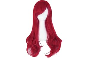 MapofBeauty 70cm/ 28 pulgada largo rizo seorita rizo anime traje Pelucas (oscuro rojo)