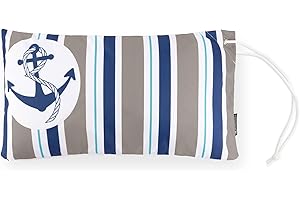 HOMELEVEL Cuscino Poggiatesta con Cordino - Cuscini Giardino Impermeabili - Cuscinetto Mare Anti Sabbia Idrorepellente - Cuscinetti Spiaggia 55x30cm