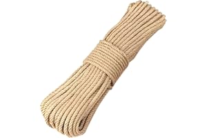 BOELLRUNO 50M 6mm Corde di Canapa Naturale 4-ply Corda in Sisal Cord Spessore Iuta Spago per Giardinaggio- 6mm Forte Decorazione di Cerimonia Nuziale Decorazione Domestica Giardino Animali Corda