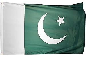 SHATCHI Bandera Nacional paquistaní Grande de Pakistán, 150 x 90 cm, Soporte de críquet, decoración de celebración del Día de la Independencia, poliéster