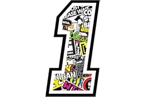 GAMESMONKEY Adesivo NUMERO GARA- misura 12 cm -Gara Cross PistaAuto Moto Stickers (1, Stickerbomb)