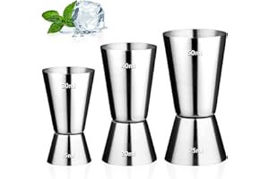 Crethink Spirit misura 30/60 ml e 25/50 ml e 15/30 ml Set-3 pz 304 in acciaio inox Jigger Spirit Measure Set di misurini cocktail Set di tazze per whisky Shot misura per Gin Shot misure per liquori