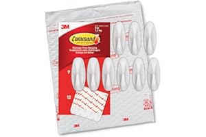 Command - Crochets muraux adhésifs de taille moyenne pour décorations - Aucun dommage - 9 crochets blancs et 12 bandes Command