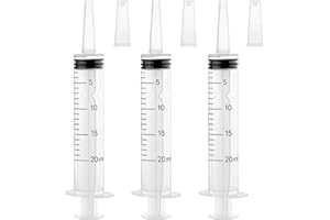 COTOM 3 Pack 20ml Large Syringe Plastic, Pet Feeding Syringe Sterile Package for Scientific Labs, Measurement, Dispensing, Watering, Refilling