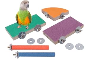 Geluode Pack of 5 Bird Perch, Natural Wood Birdcage Scrub Stand Platform for Bird Parrot Budgies Parakeet Cockatiels Conure Lovebird Cage Paw Grinding Toy