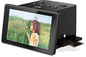 EYESEN Escáner Digital de Diapositivas con Gran Pantalla LCD de 5 Pulgadas para convertir Negativos y Diapositivas en Color y en Blanco y Negro de 35 mm, 126, 110 películas a Alta resolución