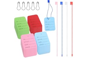 Glarks 1300 Stück Preisschilder mit Aufhängeschild-Schnüren und Druckknopfverschluss-Nadeln, Schlaufenverschluss, Hakenbänder, Markierungsetiketten, blanko Papieranhänger, Display-Etiketten