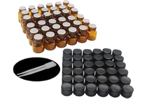 Yizhao Flacon Echantillon Huile Essentielle Vides 1ML, Fiole en Verre Amber avec [Réducteurs d'Orifice], pour Massage, Aromathérapie, Bouteille de Laboratoire -36Pcs