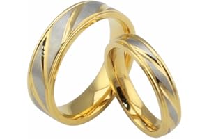 HIJONES Bijoux Femmes Hommes Acier Inoxydable Plaqué Multicolore 18k Twill Promise Alliance