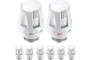 Sporgo 8 pezzi termostato riscaldamento: termostato per riscaldamento M30 x 1,5, testa termostatica di ricambio, termostato per termosifone, riscaldamento intelligente, protezione antigelo, valvola