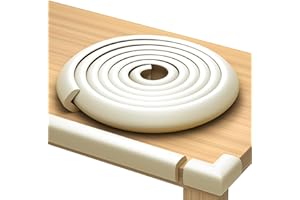 KOMFORTOLOGY Furniture Edge and Corner Guards | 16.2ft Protective Foam Cushion | 15ft Bumper 4 Adhesive Childsafe Corners | Baby Child Proofing Foam Set and Safe for Table, Fireplace, Countertop | White