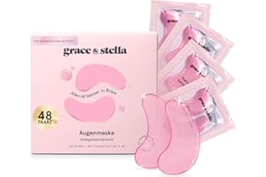 ‎GRACE & STELLA grace & stella - Preisgekrönte Augenpads, Eye Pads Reduzieren Dunkle Augenringe, Augenmaske gegen Tränensäcke und Falten, Kühlende und Erfrischende Augenpflege, Eyepads mit Gel [48 Paare, Rosa]
