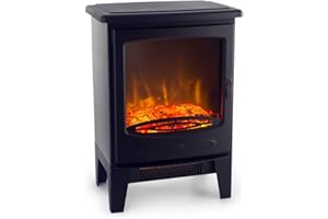 Klarstein Meran Chimenea eléctrica con Efecto llameante, Chimenea electrónica, CREA Ambiente romántico, 950 o 1850 W de Potencia, Termostato, InstaFire sin Humos, No se recalienta, Negro