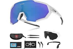 X-TIGER Gafas Ciclismo Polarizadas con 3 Lentes Intercambiables UV 400 Gafas,Corriendo,Moto MTB Bicicleta Montaña,Camping y Actividades al aire libre para Hombres y Mujeres TR-90