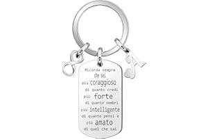 bifriend Ispirante Portachiavi Regalo,Ricorda sempre che sei più coraggioso Pendente Argento Portachiavi Per Figlia Mamma Sorelle Amici collega Compleanno Ricordo di Natale Portachiavi Accessori
