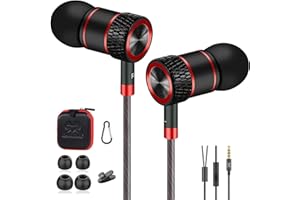 GAMURRY Auriculares, Jack 3.5 mm, con Reducción de Ruido de Radio, con Cable y Microfono, Headphones Wired, wired earbuds, Earphones, In ear, con Microfono Pc, Sonido Bajos Potentes, para Empresas Ordenador