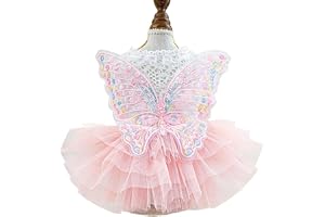 NALACAL Cat Dog Princess Dresses, Butterfly Dresses for Small Dogs Lolita Clothes Butterfly Costume Pet Girl Cute Coat Outfits Summer Costumes (Size: S, 4-6.5 Pound) (One Size, Pink)
